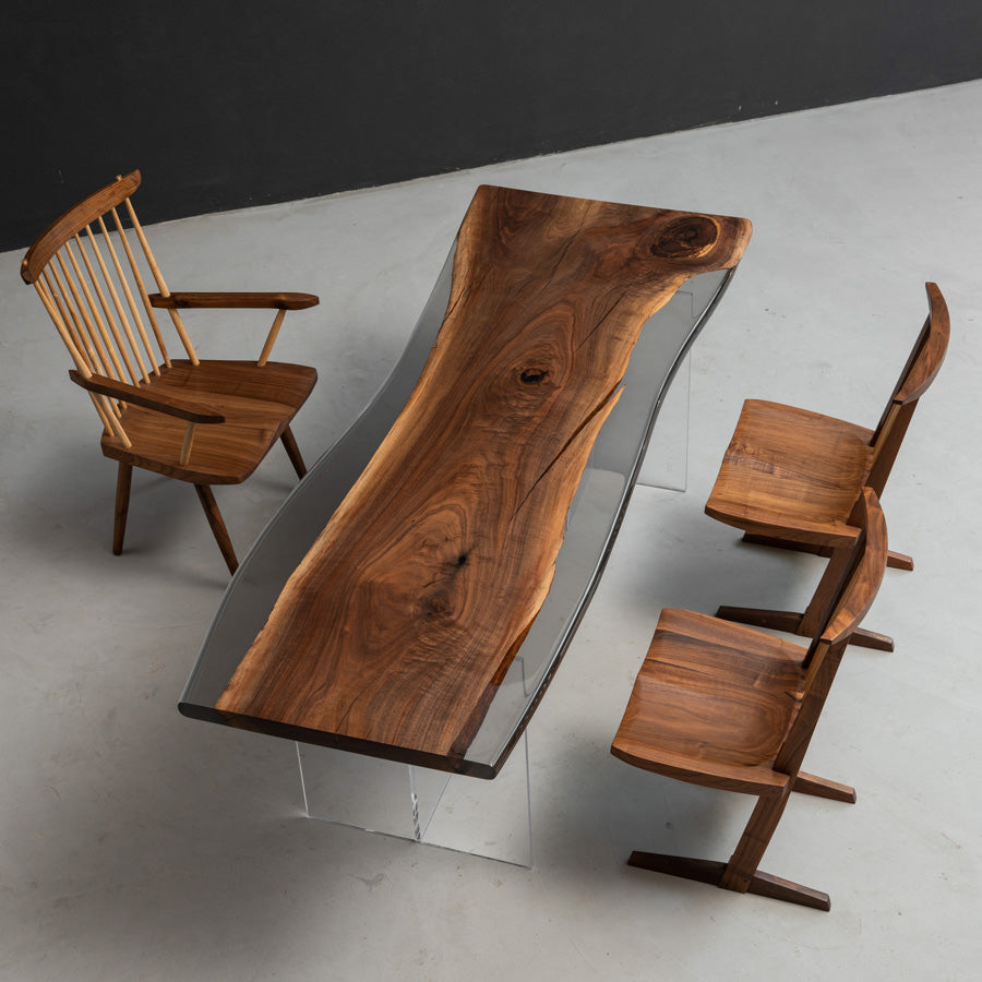 Black Walnut Wood Live Edge Epoxy Resin Table - Kazanahome