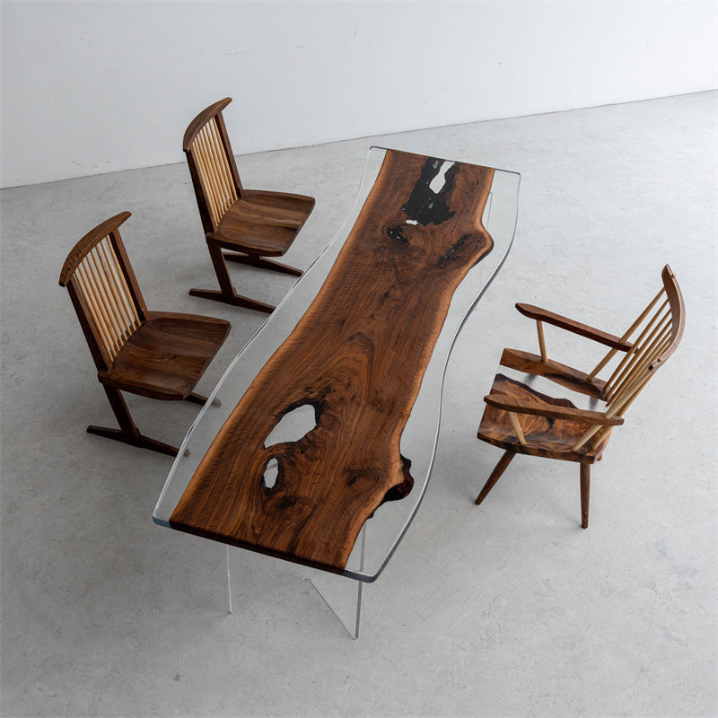 Black Walnut Wood Epoxy River Table - Kazanahome