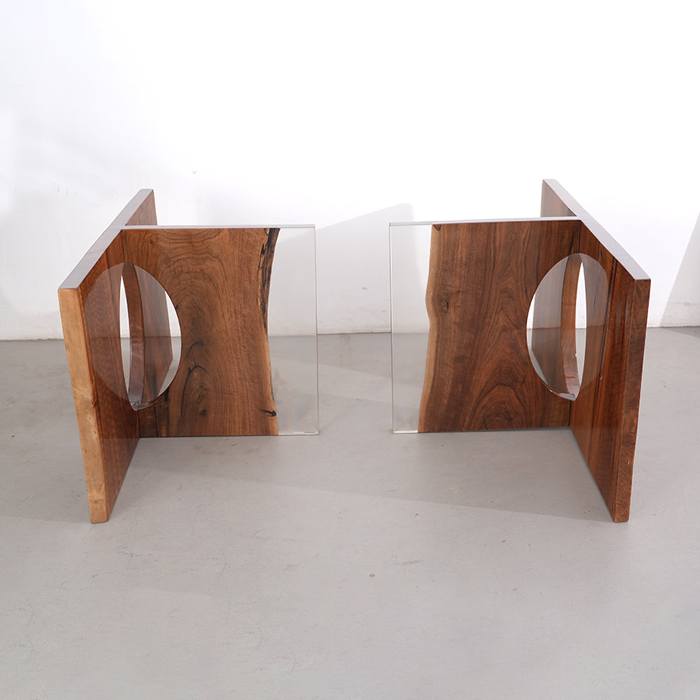 Wood table legs with glass epoxy
