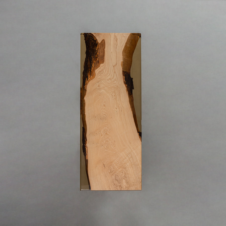 KAZANA Ash Wood Clear Orange Epoxy Dining Table 31.5"Wx 74.8"L