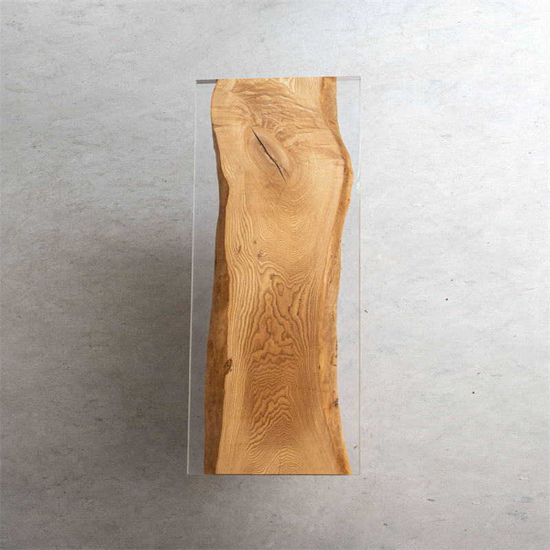 KAZANA Ash Wood Clear Epoxy Dining Table 32.05"Wx 98.54"L