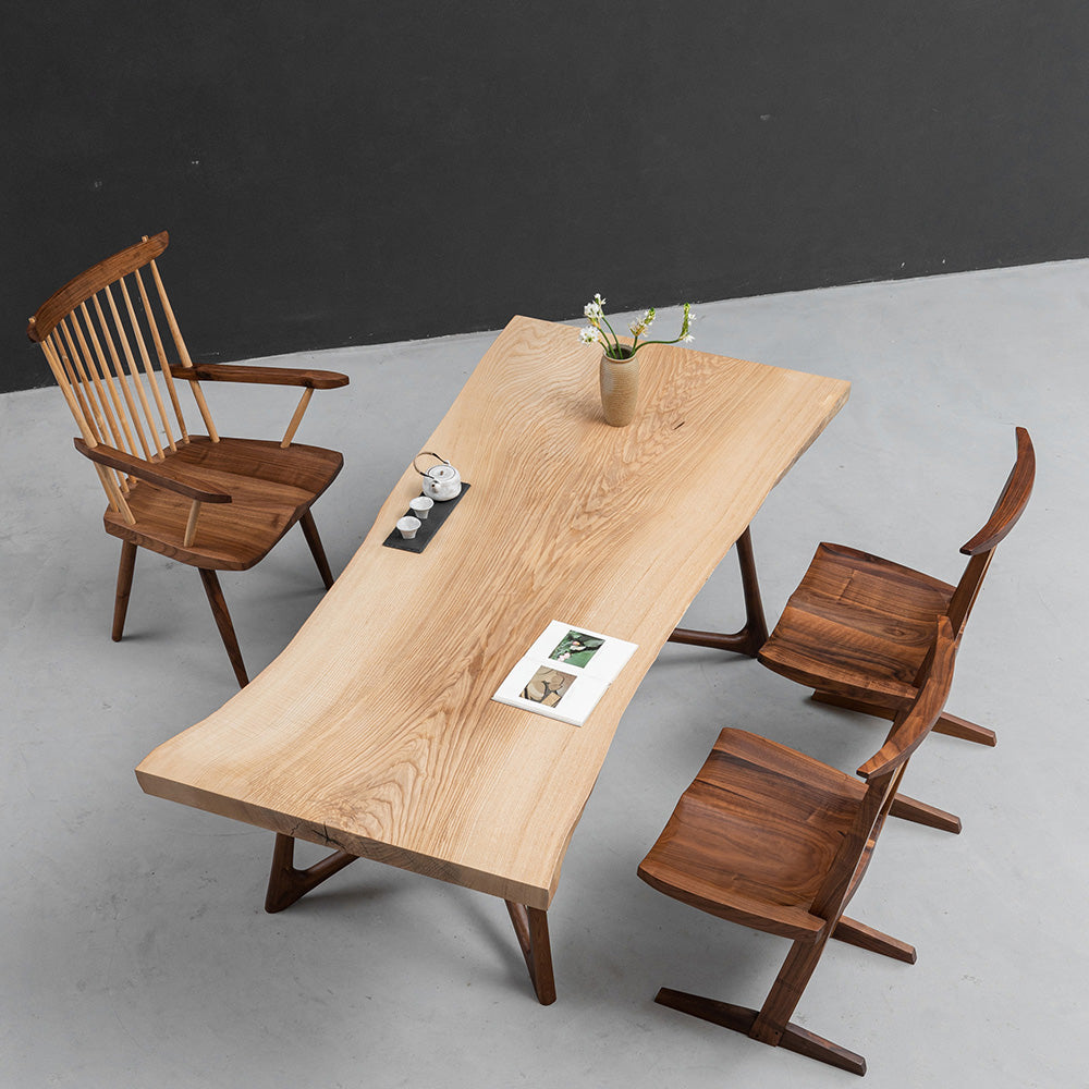 Kazana Ash Wood Slab Dining Table 37.8"WX 78.66"L