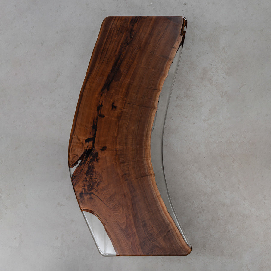 KAZANAHOME Wood Epoxy Curved Live Edge Dining Table