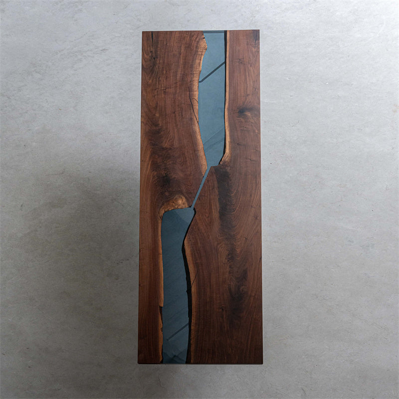 KAZANA Black Walnut Blue River Epoxy Resin Dining Table 35.43"Wx118.11" L