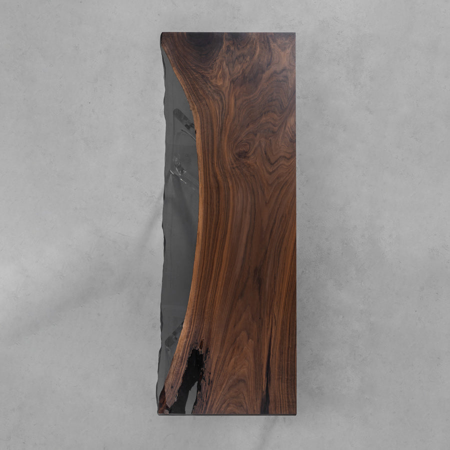 KAZANA Black Walnut Clear Epoxy Live Edge Dining Table 30.31Wx 84.65L