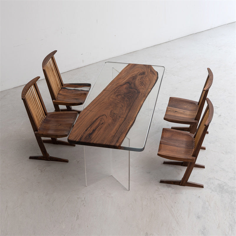 KAZANA Black Walnut Epoxy Resin Dining Table 31.89"Wx71.18" L