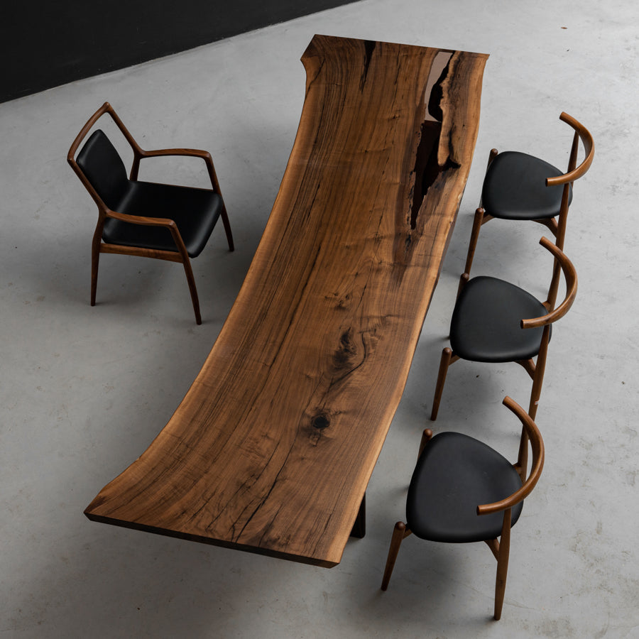 KAZANA Black Walnut Epoxy Resin Dining Table Slab 35.83"Wx 116.93"L