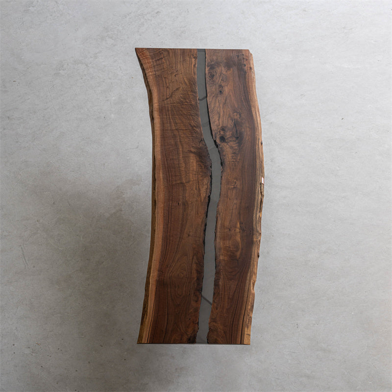 KAZANA Black Walnut Epoxy Resin Live Edge River Table 34.06"Wx 95.28"L