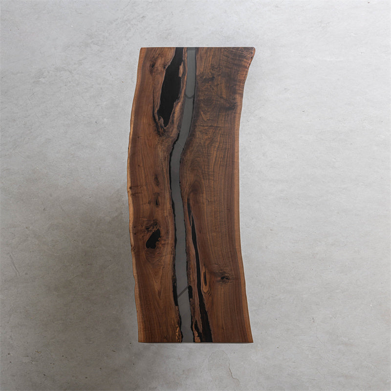 KAZANA Black Walnut Epoxy Resin Live Edge River Table 34.06"Wx 95.28"L