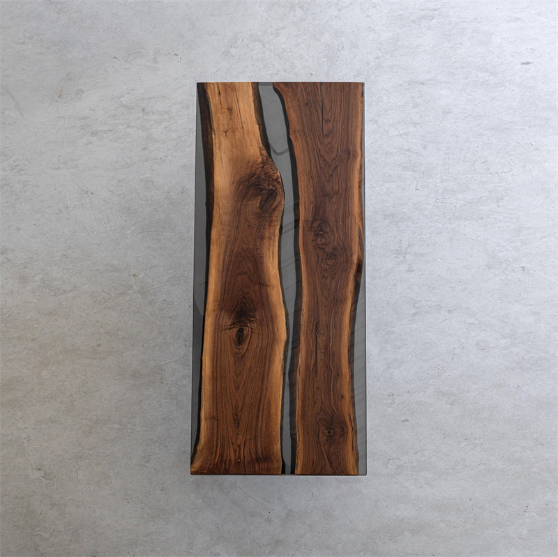 KAZANA Black Walnut Epoxy Resin River Table 31.57"W 79.53"L