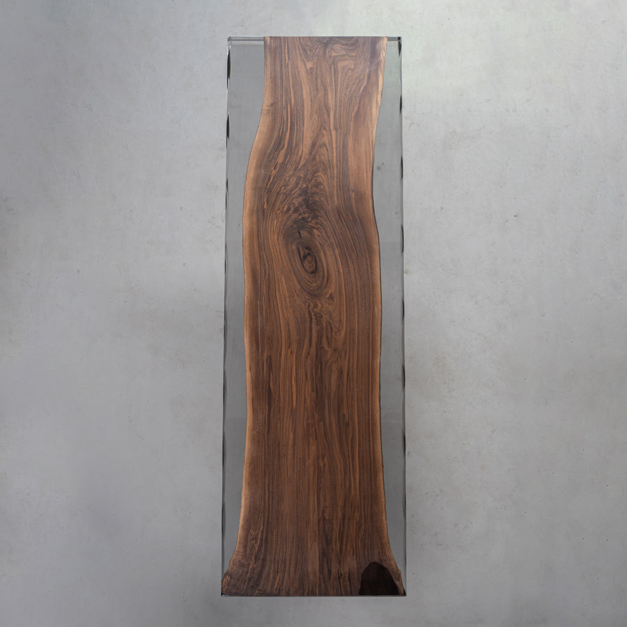 KAZANA Black Walnut Epoxy Resin River Table 34.25W 113.4L