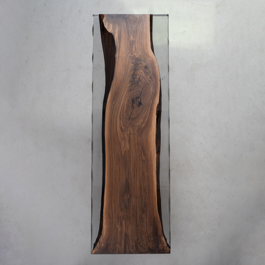 KAZANA Black Walnut Epoxy Resin River Table 34.25W 113.4L