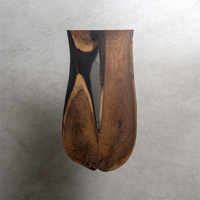KAZANA Black Walnut Epoxy River Irregular Table 34.84"Wx 78.74"L