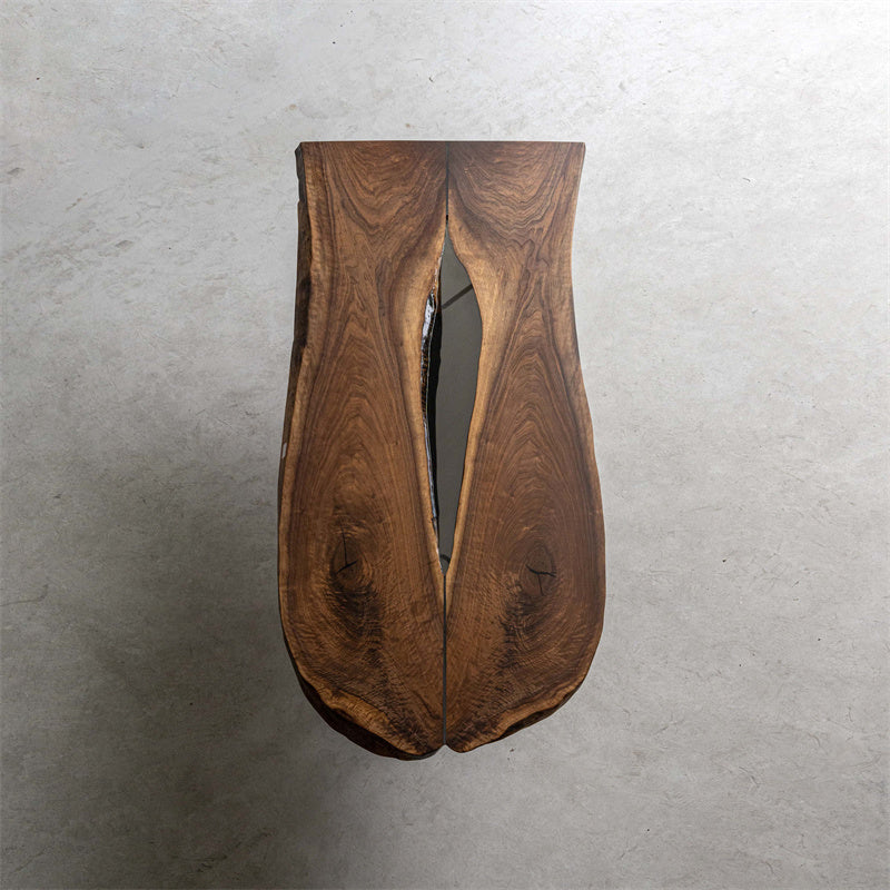 KAZANA Black Walnut Epoxy River Irregular Table 34.84"Wx 78.74"L