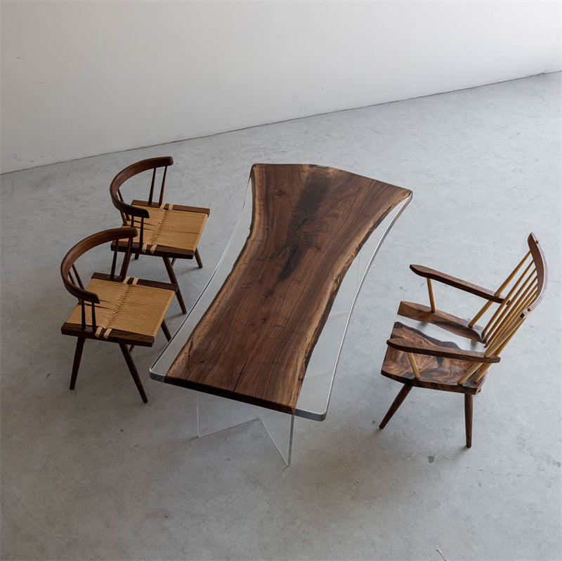 KAZANA Black Walnut Live Edge Epoxy Resin Table 36.81"Wx73.62" L