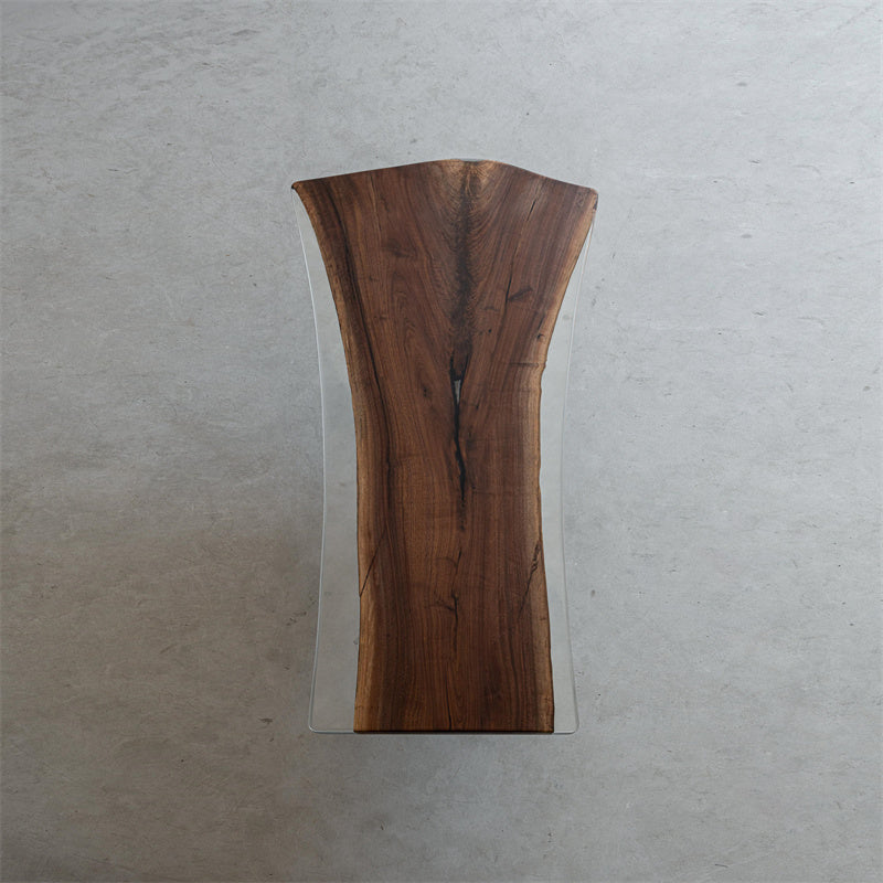KAZANA Black Walnut Live Edge Epoxy Resin Table 36.81"Wx73.62" L