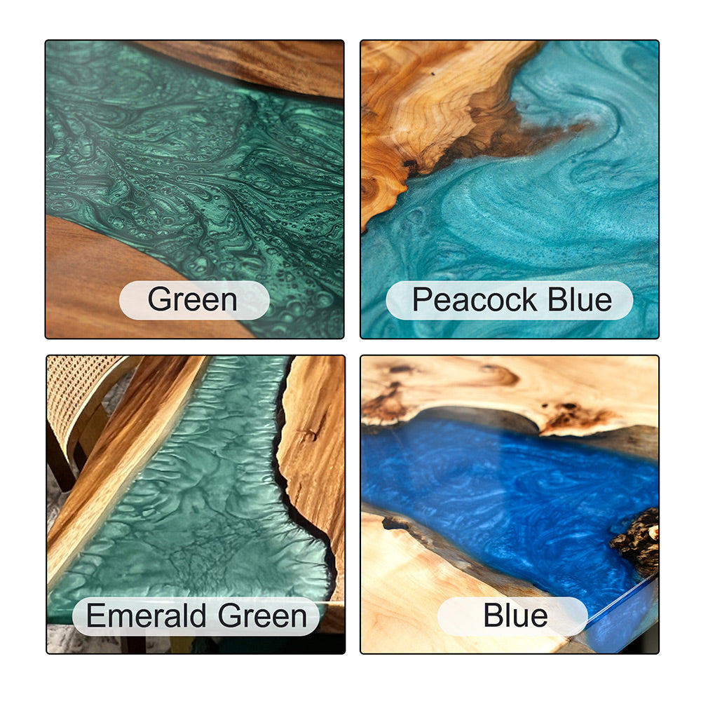 Custom Craft Olive Ice Crack River Epoxy Table KCT22