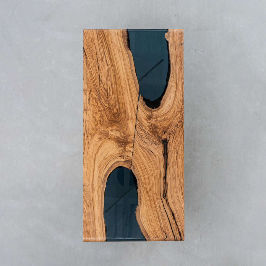 KAZANA Handmade Olive Wood Epoxy Dining Table 31.57"Wx 67.32"L