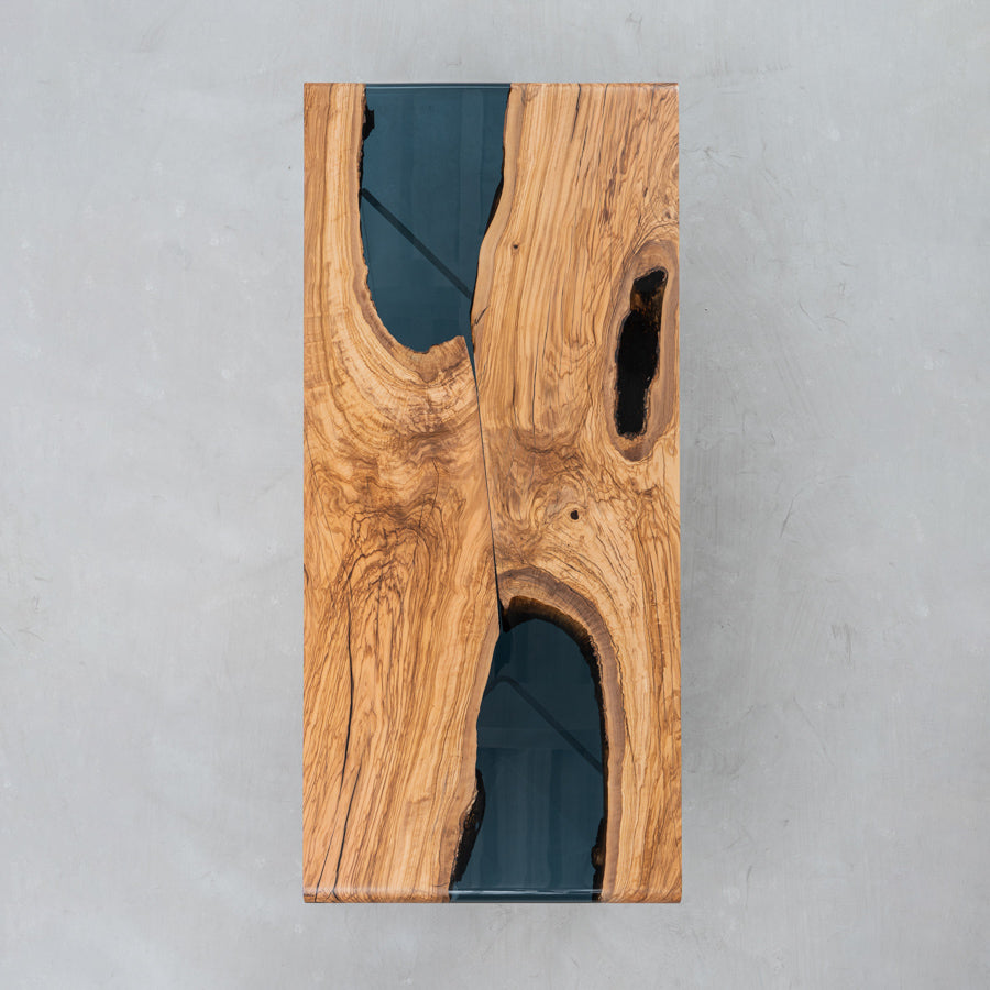 KAZANA Handmade Olive Wood Epoxy Dining Table 31.57"Wx 67.32"L