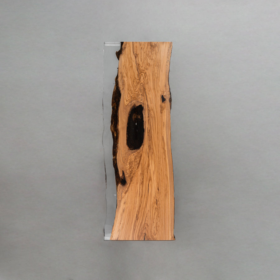 KAZANA Handmade Slab Olive Wood Epoxy Live Edge Table 32.28"W 89.76"L