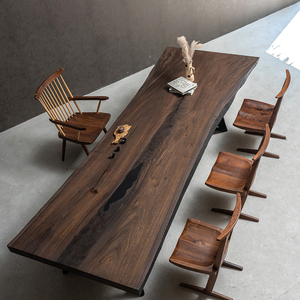 KAZANA Handmade Walnut Kitchen Live Edges Table 47.83"Wx134.45"L