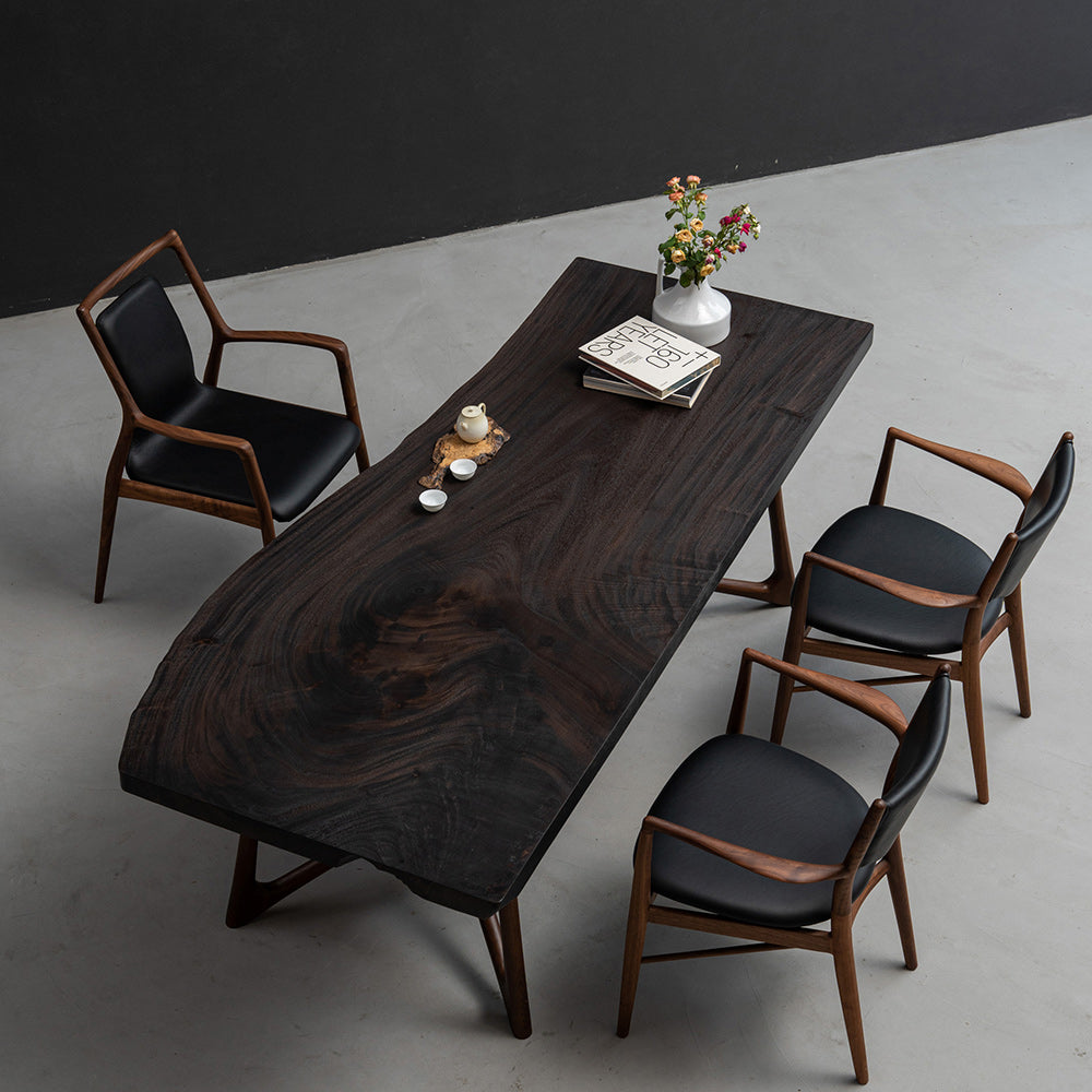 KAZANA Handmade Walnut Live Edge Wood Dining Table 33.86"Wx85.71"L