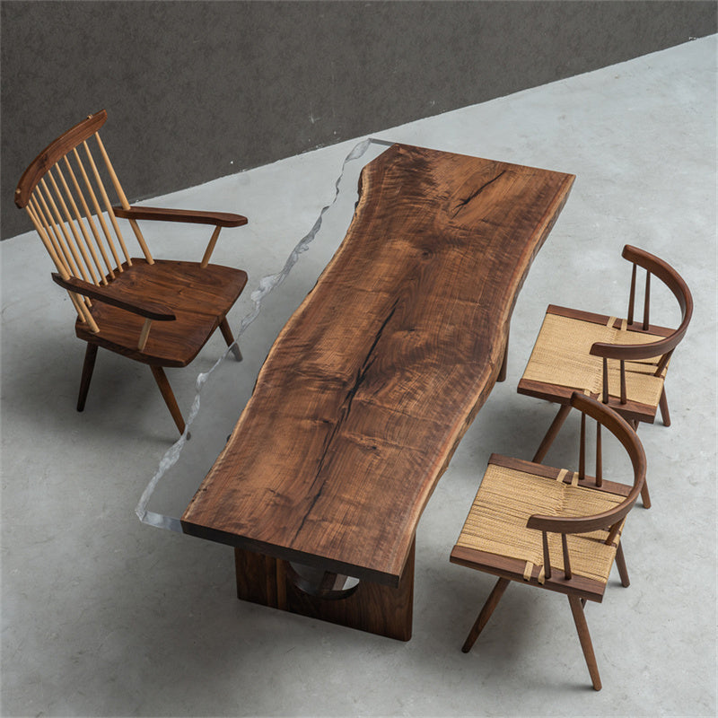 Black Walnut Wood Live Edge Epoxy Table - Kazanahome