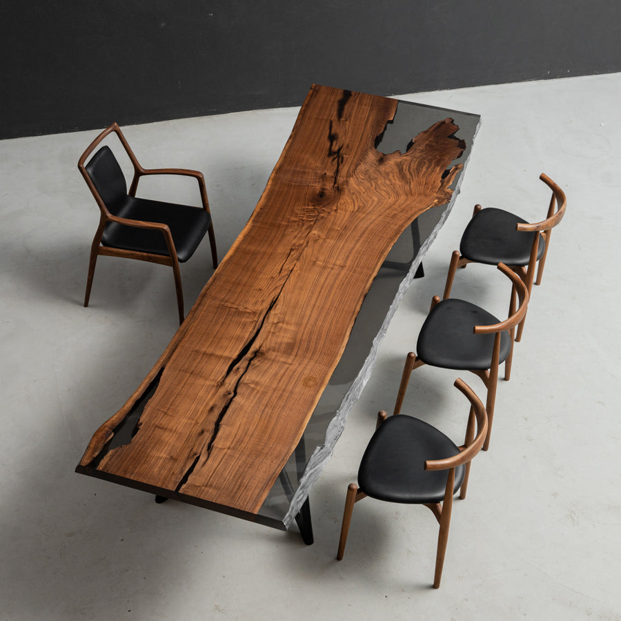 Black Walnut Wood Live Edge Epoxy Resin Table - Kazanahome