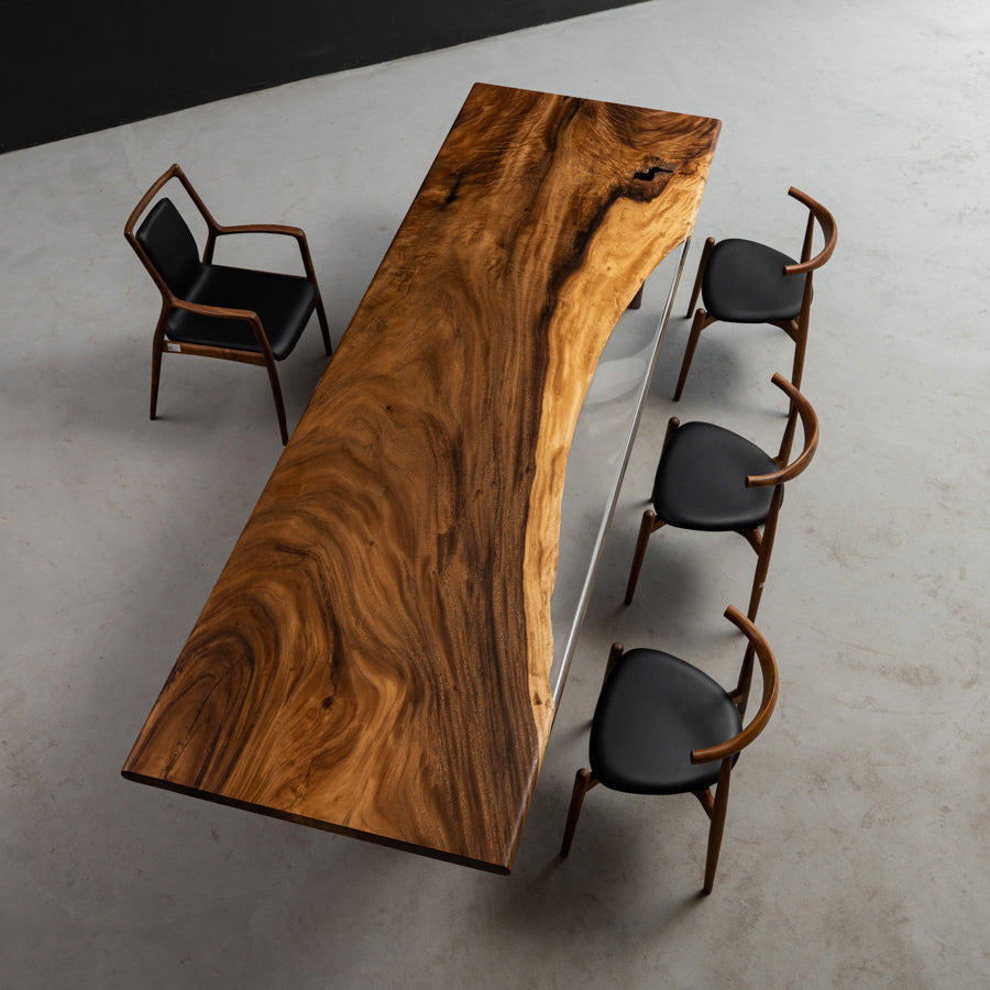 Walnut Wood Epoxy Table - Kazanahome