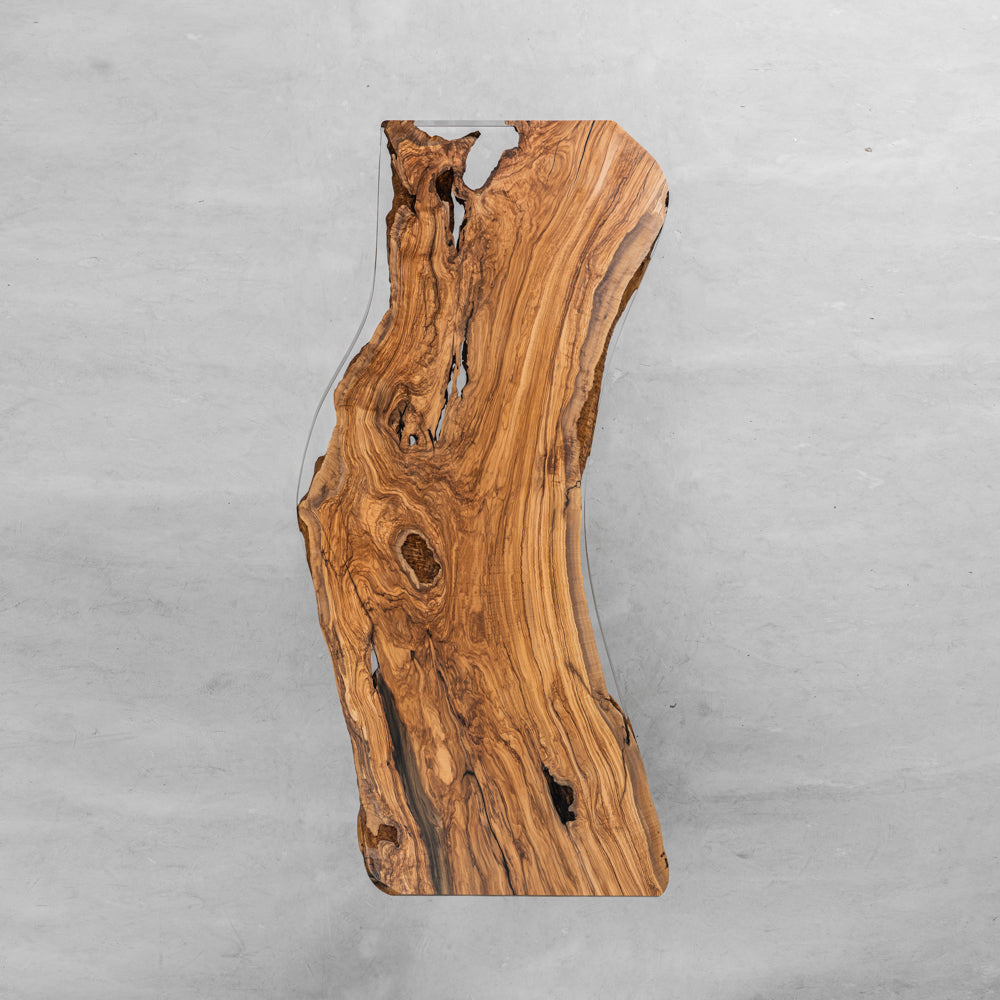 KAZANA Olive Live Edge Wood Epoxy Resin Table 37.8"W 91.34"L