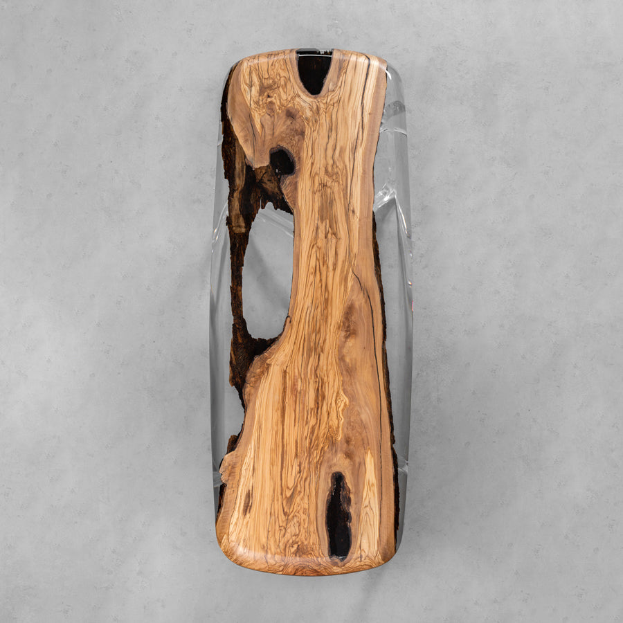 KAZANA Olive Wood Epoxy Resin Arc Edge Dining Table 31.5Wx 90.94L
