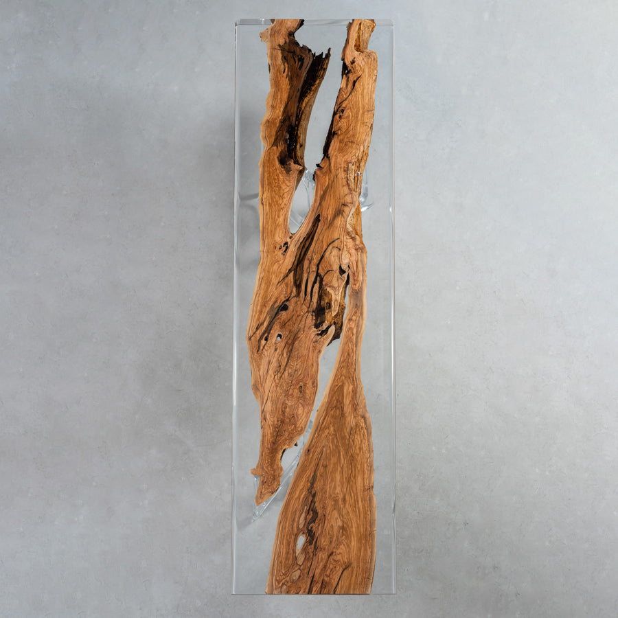 KAZANA Olive Wood Clear Epoxy Resin Dining Table 39.29"Wx 137.7"L