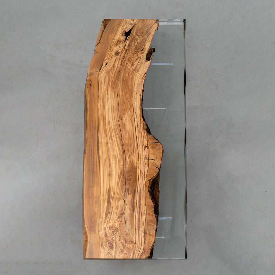 KAZANA Olive Wood Epoxy Live Edge Handmade Slab 30.91"W 72.83"L