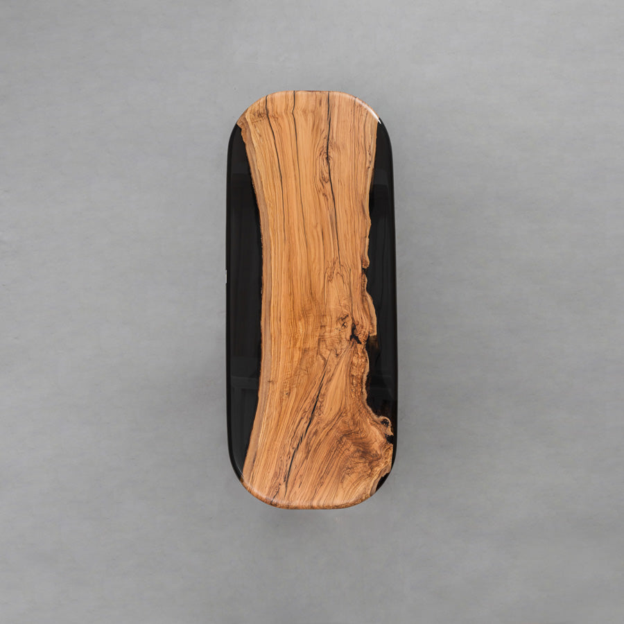 KAZANA Olive Wood Epoxy Resin Arc Edge Dining Table 31.1"Wx 74.61"L