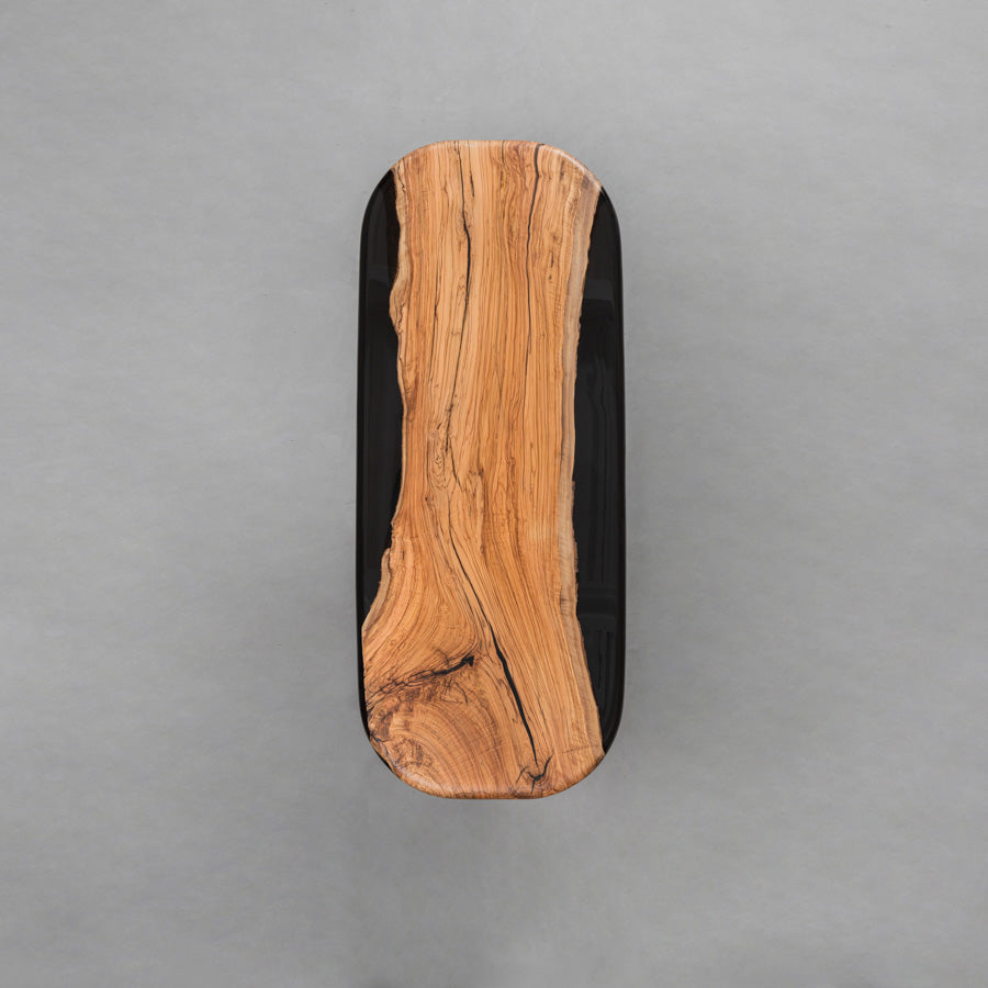 KAZANA Olive Wood Epoxy Resin Arc Edge Dining Table 31.1"Wx 74.61"L