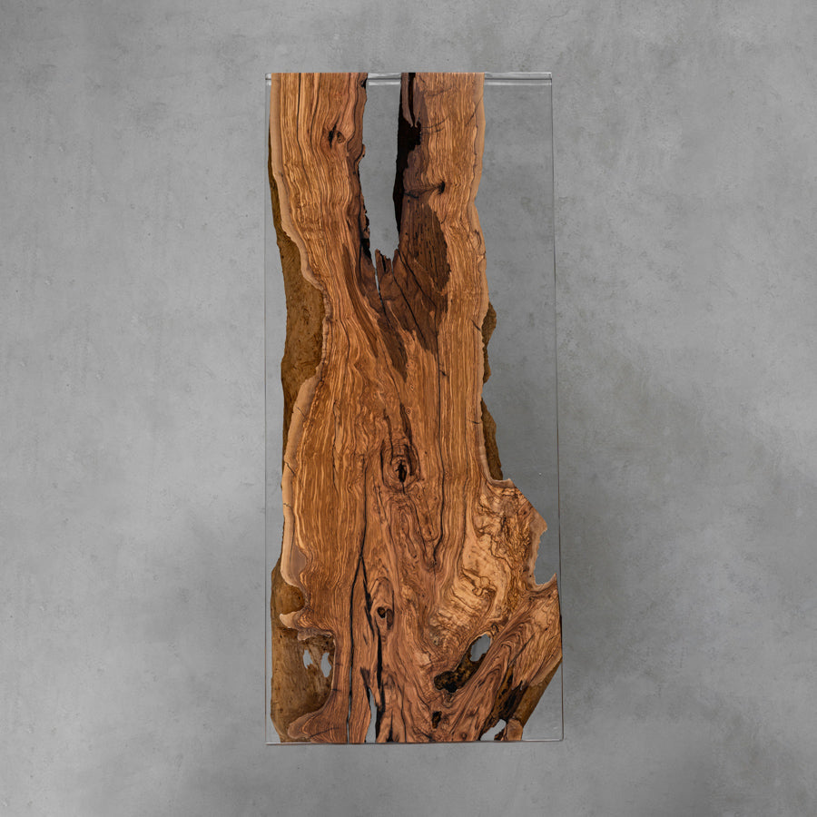 KAZANA Olive Wood Epoxy Resin River Dining Table 31.5"Wx 74.02"L