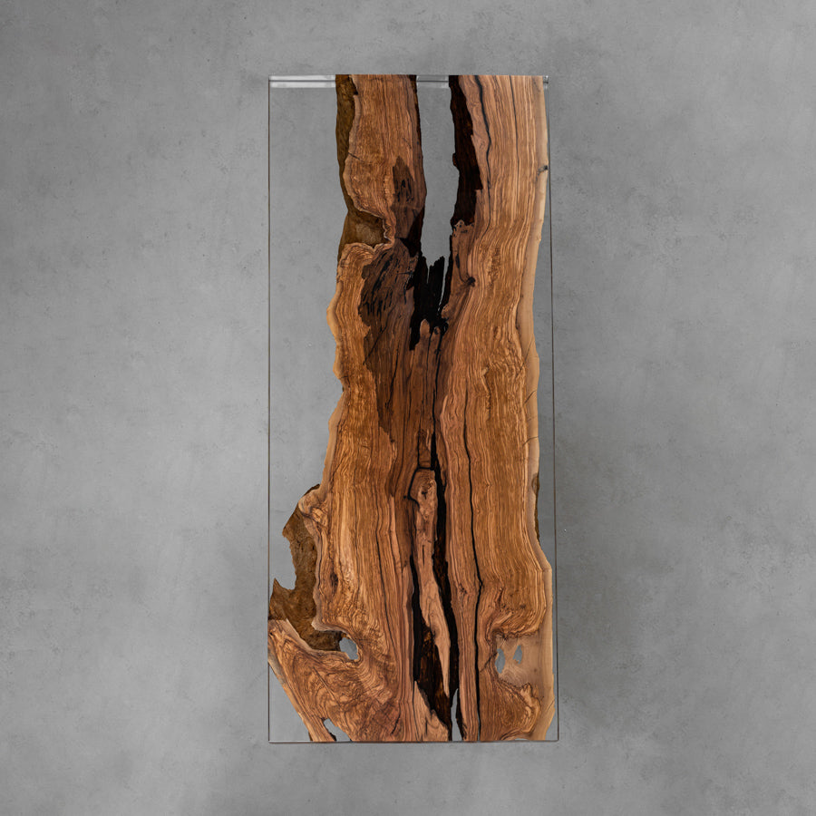 KAZANA Olive Wood Epoxy Resin River Dining Table 31.5"Wx 74.02"L