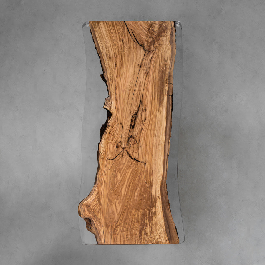 KAZANA Olive Wood Epoxy Table Live Edge Resin Dining Table 32.09Wx 70.87L