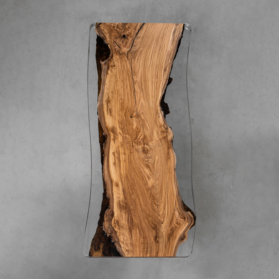 KAZANA Olive Wood Epoxy Table Live Edge Resin Dining Table 32.09Wx 70.87L