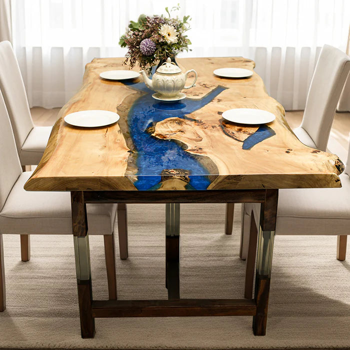 Poplar Wood Epoxy Resin Table - Kazanahome
