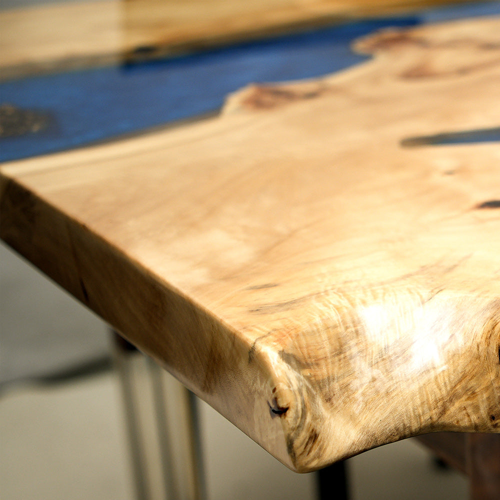 KAZANA Poplar Blue Epoxy River Table 36.22"W 72.05"L