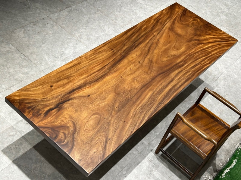 walnut wood dining table and teak wood chairs kazanahome
