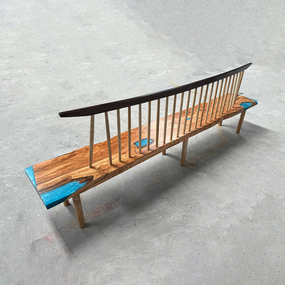 kazanahome morden olive live edge epoxy bench