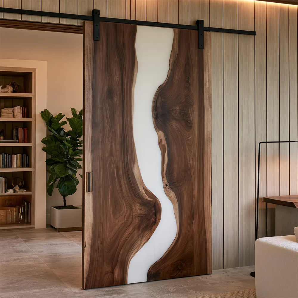 white-resin-walnut-barn-door-seattle