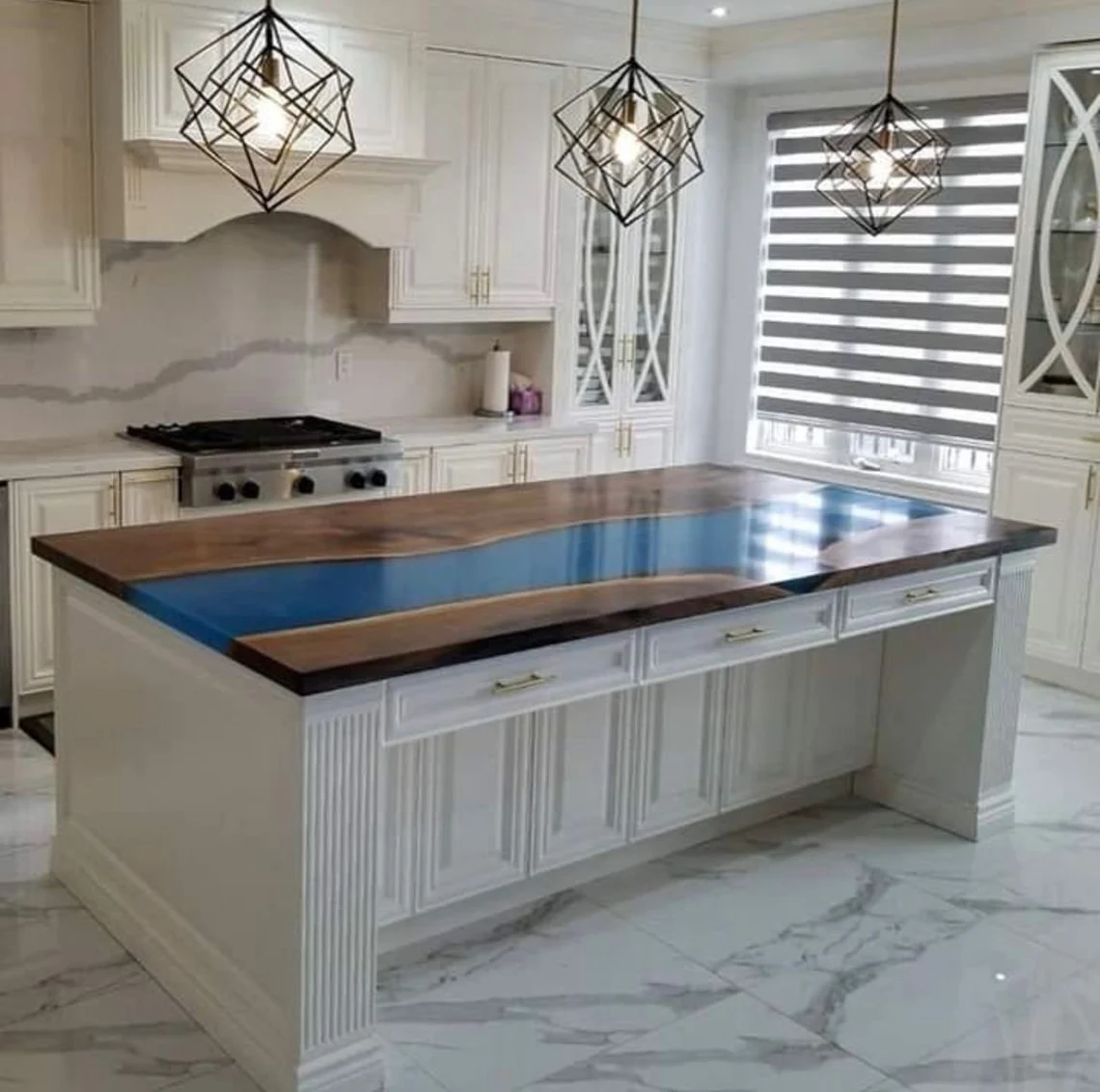Kitchen Island- Epoxy Resin Wood - Style B