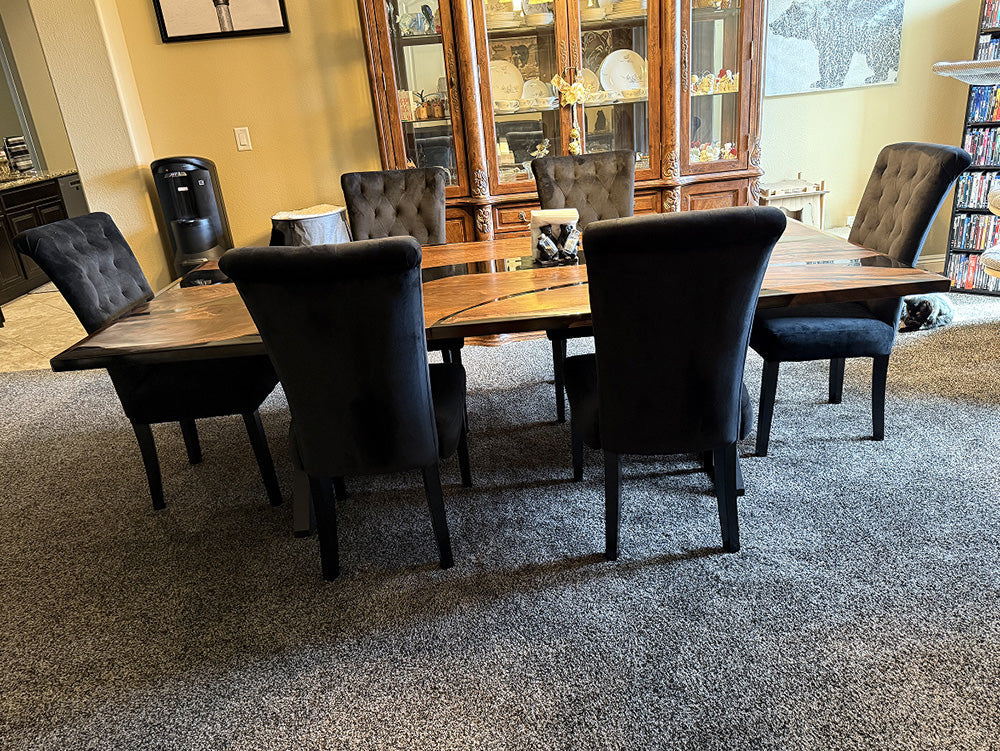 A Custom Black Walnut Epoxy Dining Table in Las Vegas, Nevada
