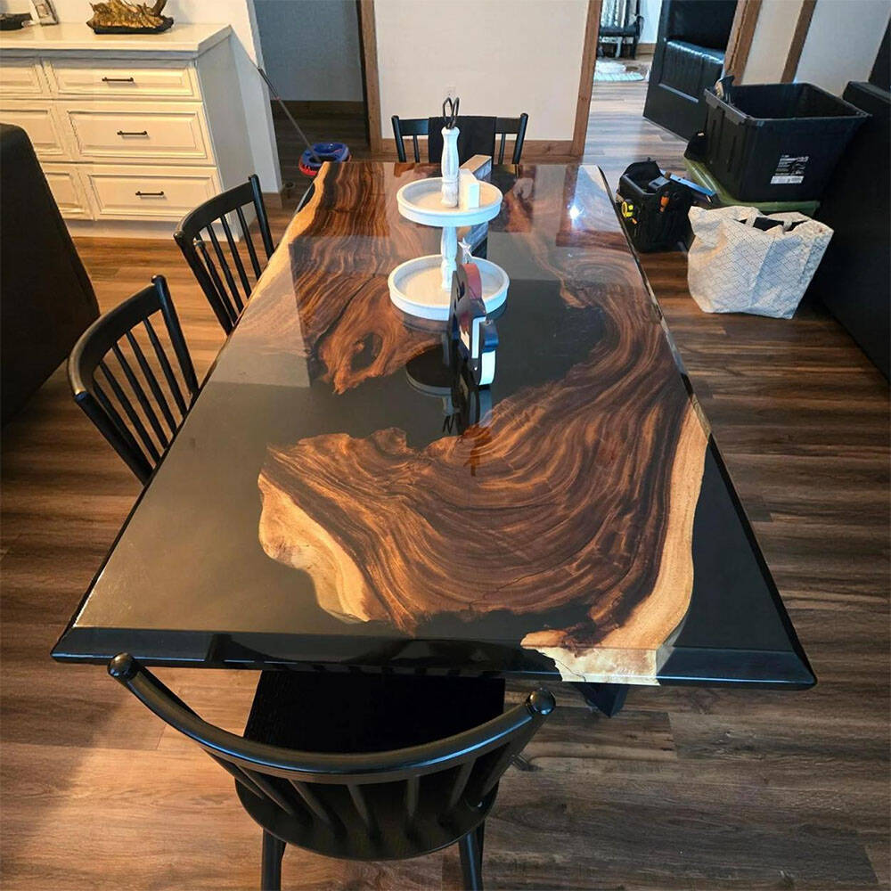 A Custom Walnut Epoxy Dining Table Finds Its Home in Historic Vincennes, Indiana