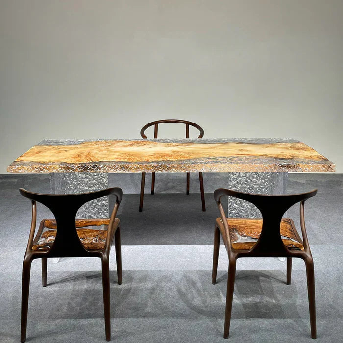 Ice Crack Epoxy Poplar Wood Table - Kazanahome