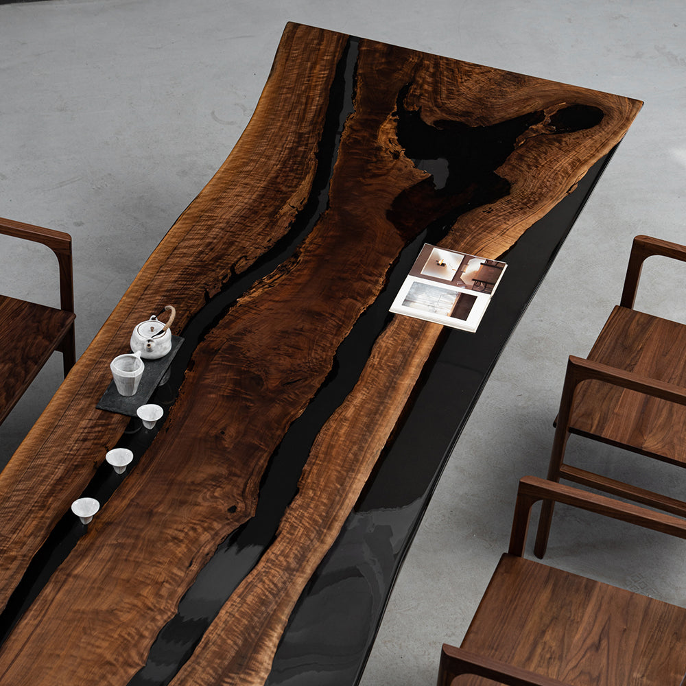 Black Walnut Epoxy Table-Kazanahome