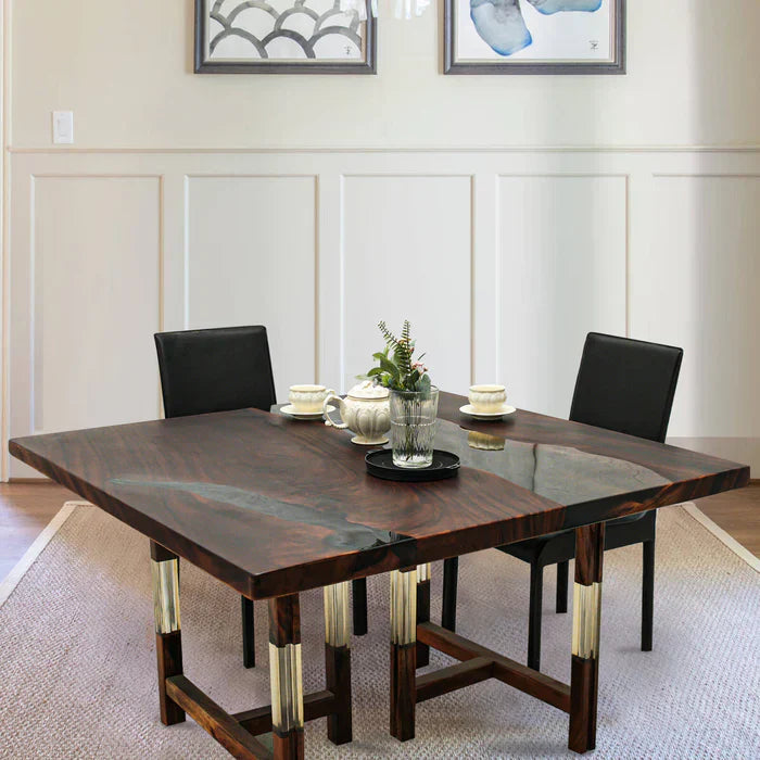 Epoxy Resin Square Wood Table - Kazanahome